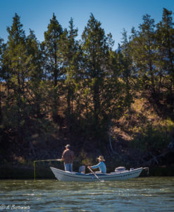 Pat with a fishing guide floating down the Yellowstone river 